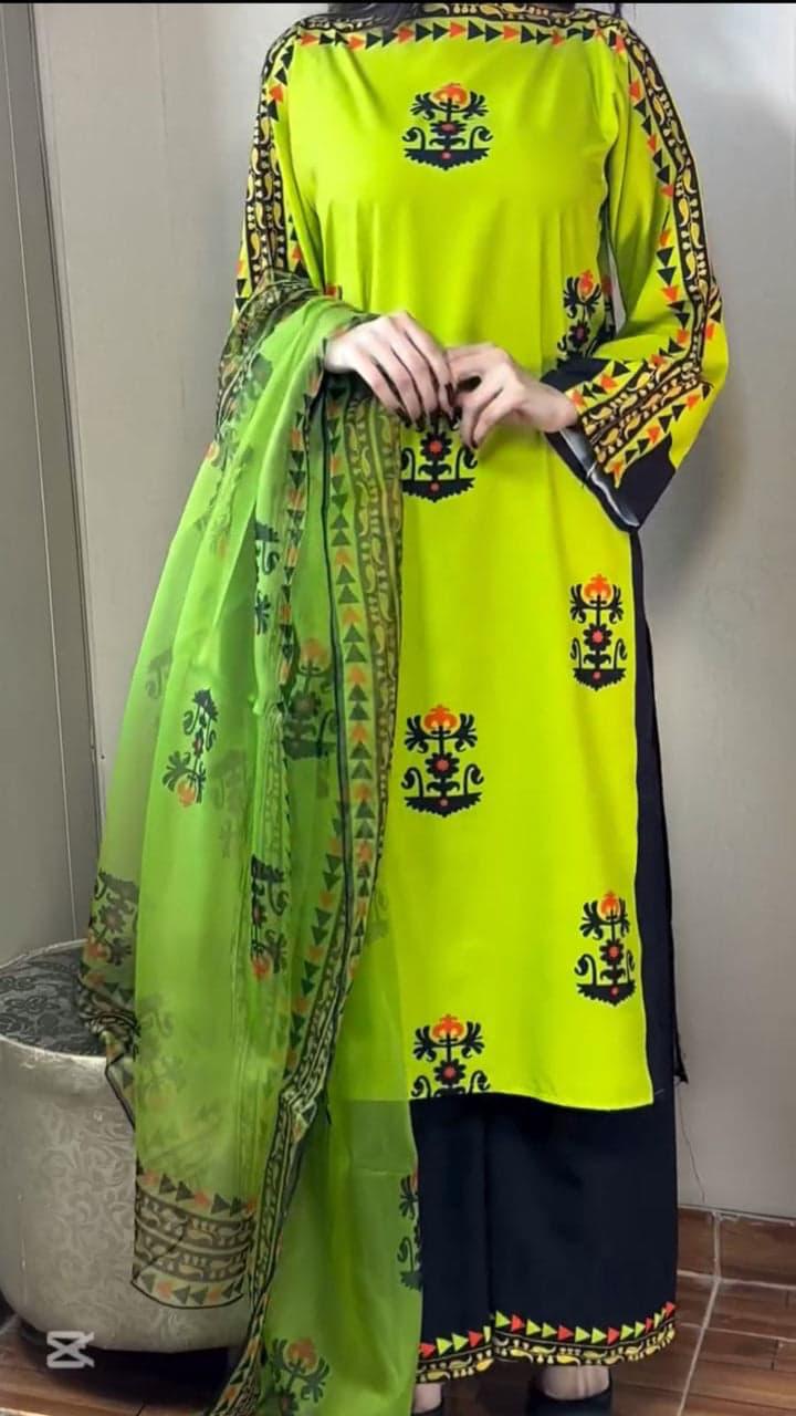 ZEST TRIBAL 3PCS SET WITH CHAFFON DUPATTA