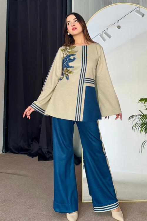 Blue Triple Stripes Cord Set 2 peace Dress