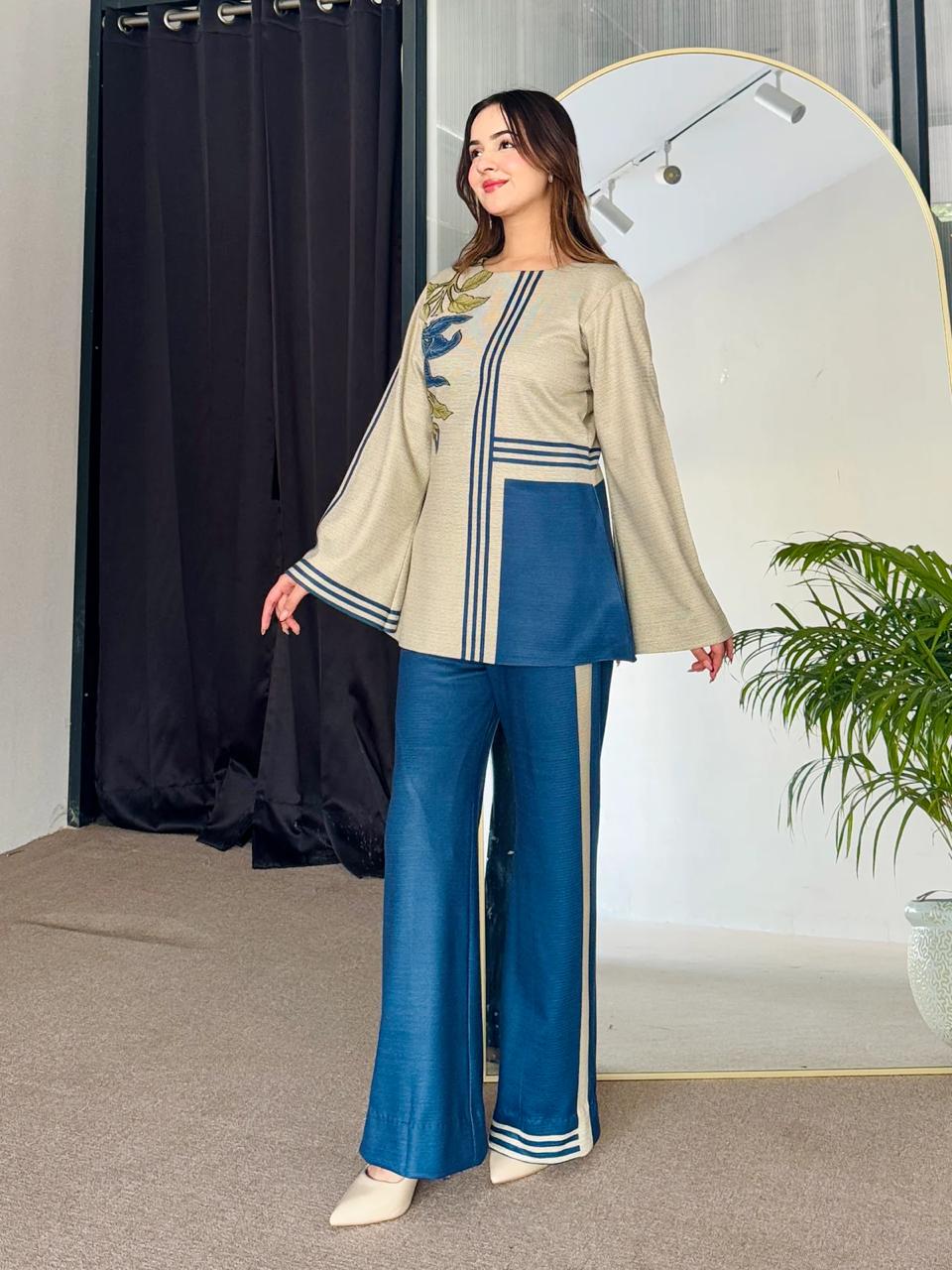 Blue Triple Stripes Cord Set 2 peace Dress